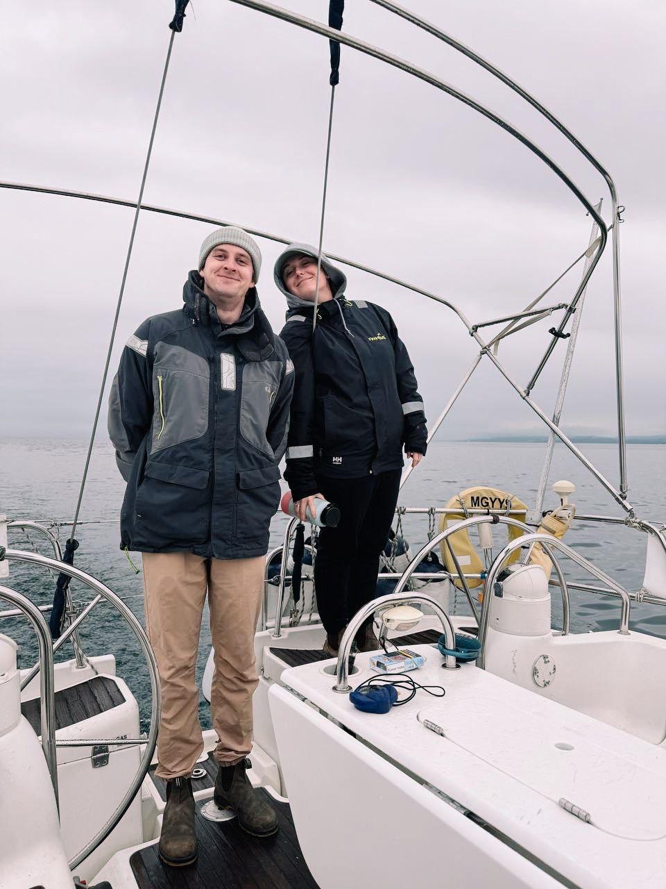 Sakke and Charlotte on a sailboat